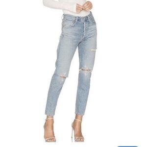 Agolde Jaime Light wash distressed button fly jeans size 32